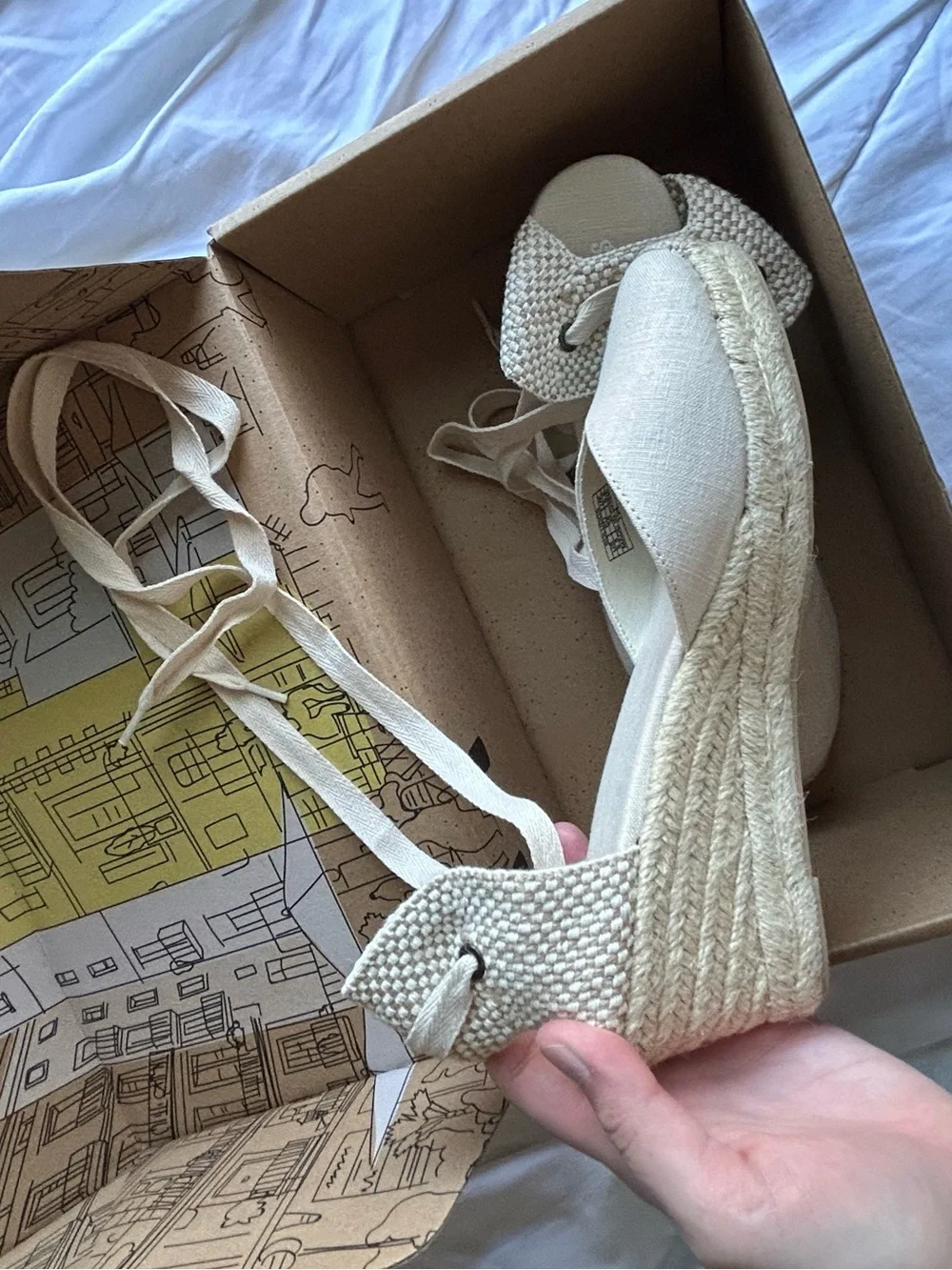 Soludos Cream Espadrille Wedge Sandals
